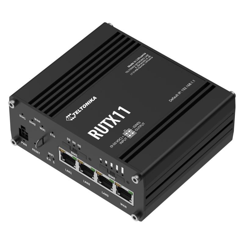 Teltonika RUTX11 Industrial Cellular Router, 4G LTE, DUAL SIM, WI-FI, 3x GB-LAN, WAN