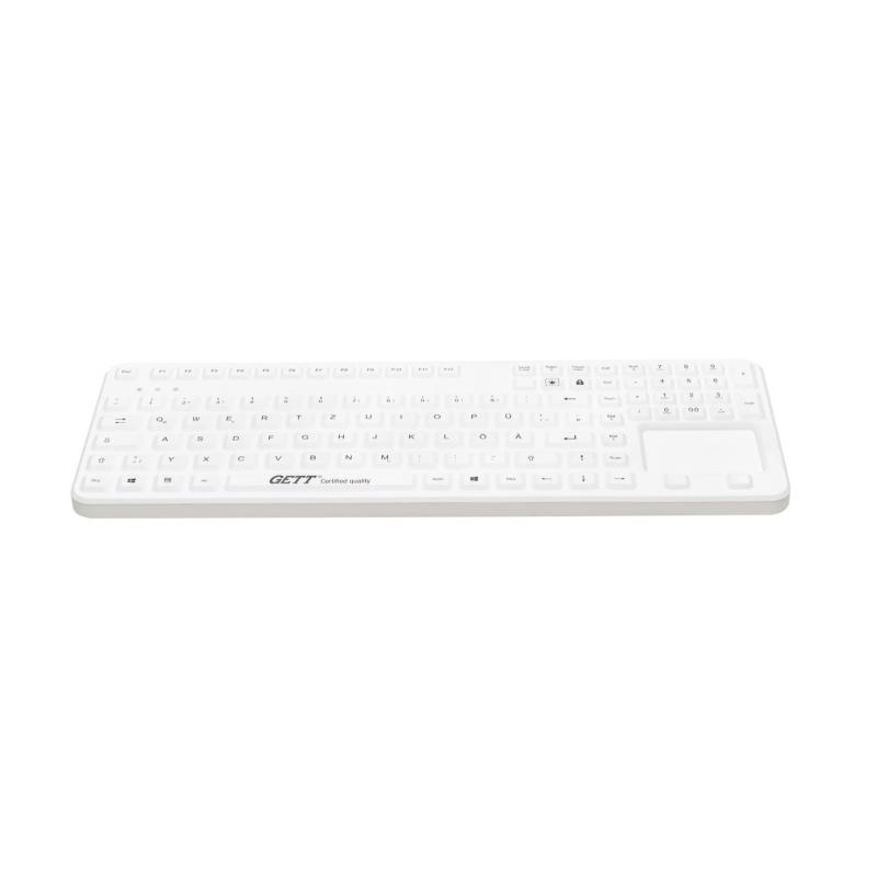 Tastatur GCQ CleanType® Prime Touch+ TKG-109-GCQ-PR-TOUCH-WHITE-IP68-MAG-BACKL-USB-DE IP68