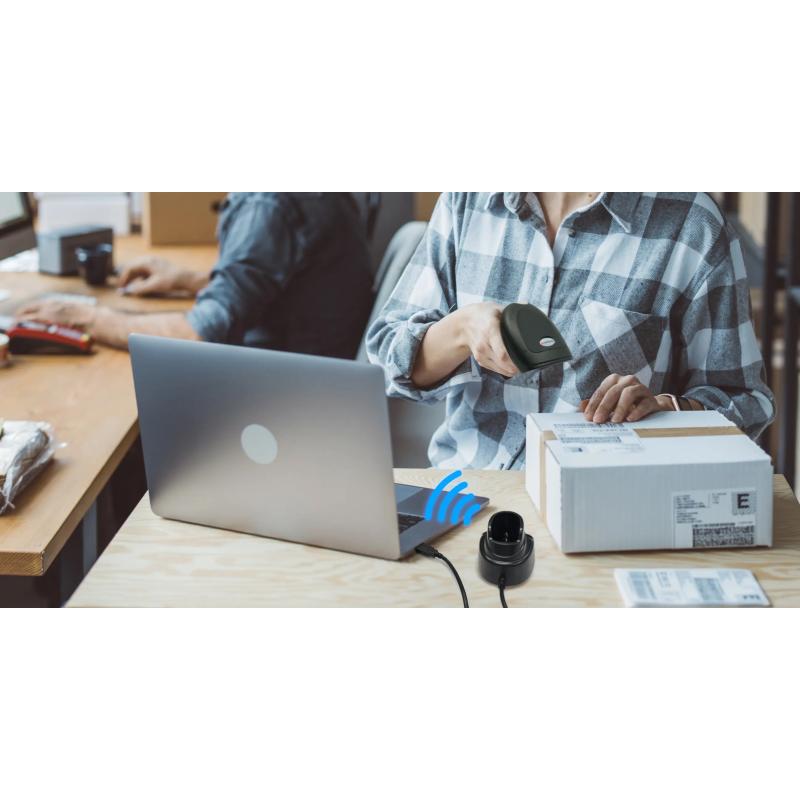 MS822B, 2D SR Imager, 2.4G wireless Bluetooth, cradle (integrated with 2.4G Dongle), USB.Comes with