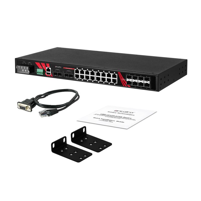 28-Port Industrial Managed PoE+ Switch, 4 x SFP+, erw. Temperaturbereich
